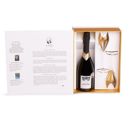 Dom Jantoń Blanc de Blancs + 2 kieliszki w pudełku