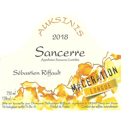 Sébastien Riffault Auksinis Maceration Sancerre AOC